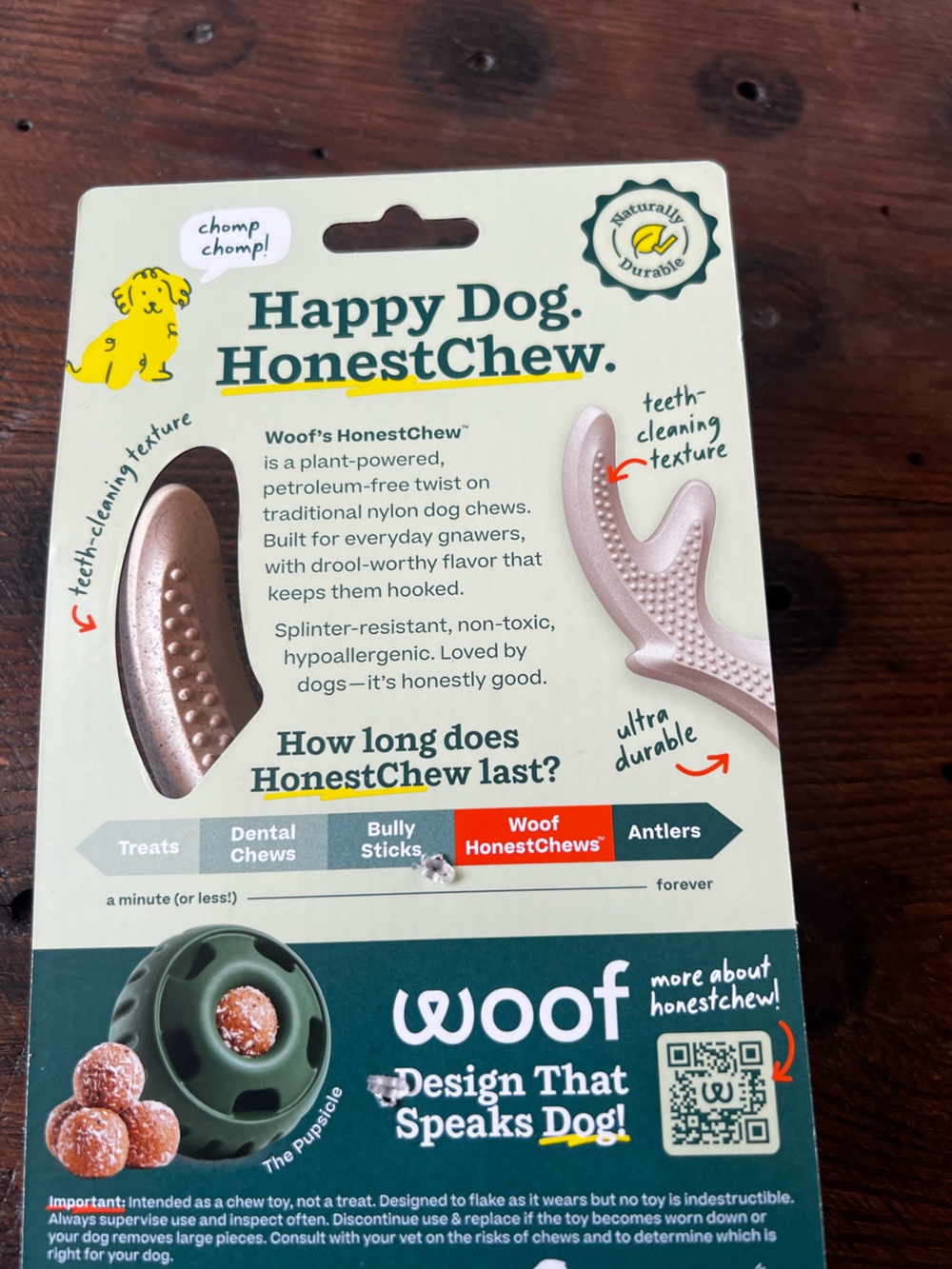 NWT - Woof HonestChew - Durable Dog Chew Toy - Picture 2 of 4